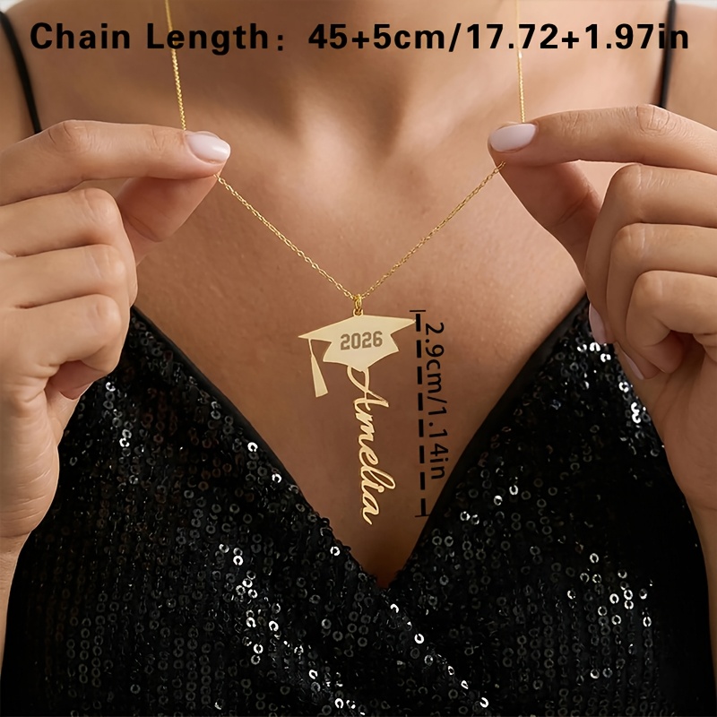 Custom Graduation Cap Necklace — 18K Gold-Plated Pendant